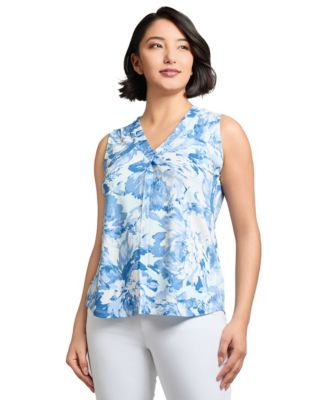 Jones New York - Women's Moss Crepe Pleat-Front Top