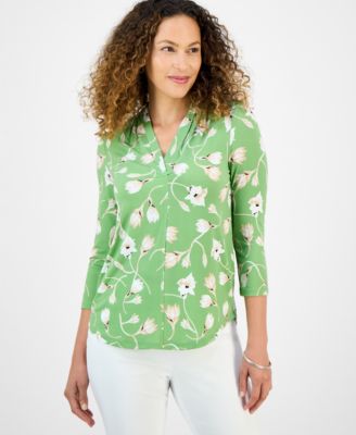 JM Collection - Petite Jackie Floral-Print Top
