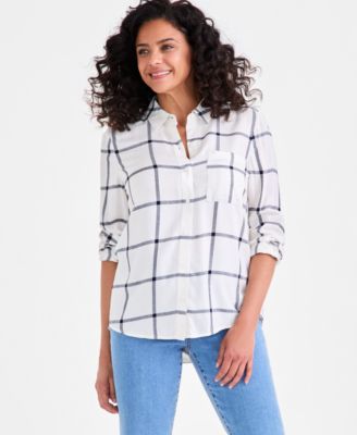 Style & Co - Women's Plaid Button-Down Perfect Shirt
