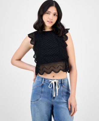 And Now This - Women's Lace-Trim Scalloped Tank