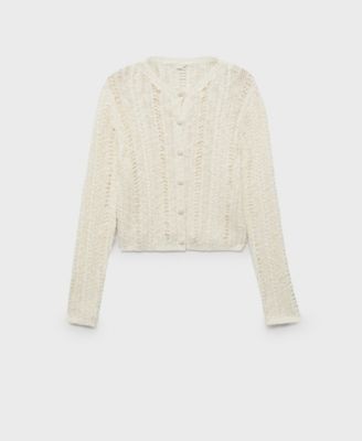 MANGO - Women's Openwork Knit Cardigan
