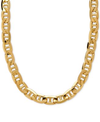 Italian Gold - Beveled Marine Link Necklace in 10k Gold