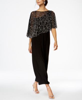 MSK - Petite Beaded Overlay Gown