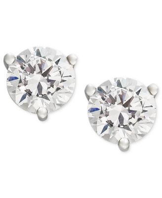 Macy's - Near Colorless Diamond 3-Prong Stud Earrings (1/4-2 ct. t.w.) in 18k White and Yellow Gold