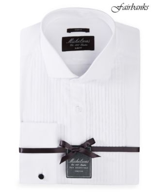 MICHELSONS OF LONDON - Men's Slim-Fit Stretch Solid French Cuff Tuxedo Shirt