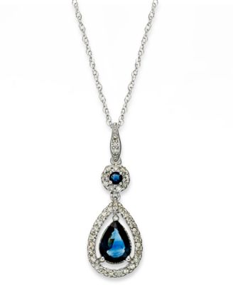 Macy's - Gemstone and Diamond (1/4 ct. t.w.) Drop Pendant Necklace Set in 14k Gold