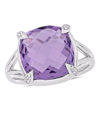 Macy's - Amethyst (7-3/4 ct.t.w.) and White Topaz (1/20 ct.t.w.) Split Shank Cocktail Ring in Sterling Silver