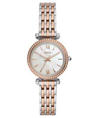 Fossil - Women's Mini Carlie Two-Tone Stainless Steel Bracelet Watch 28mm