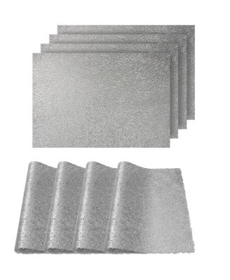 Dainty Home - Reversible Metallic Lacey Place Mats Slip Resistant Dining Table Indoor Outdoor Placemats Set of 4, 12 inch x 18 inch Rectangle