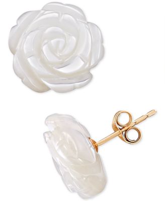 Macy's - Mother-of-Pearl Flower Stud Earrings in 10k Gold