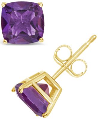 Macy's - Cushion-cut Gemstone Stud Earrings in 14K Yellow Gold