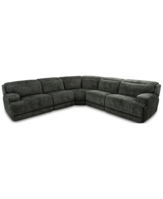 Furniture - Sebaston 5-Pc. Fabric Sectional with 3 Power Motion Recliners