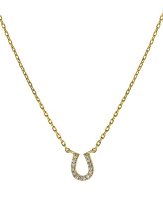 Giani Bernini - Cubic Zirconia Horseshoe Pendant Necklace in 18k Gold-Plated Sterling Silver, 16" + 2" extender