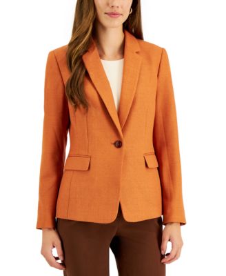 Tahari ASL - Women's Peak-Lapel Single-Button Long-Sleeve Blaze