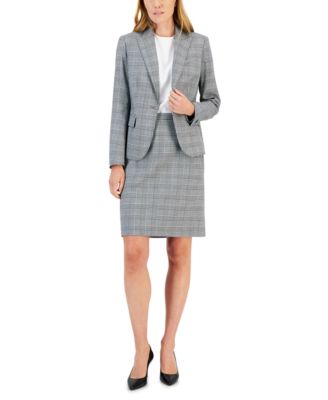 Anne Klein - Women's Glen Plaid Single-Button Skirt Suit