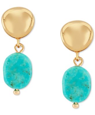 Macy's - Turquoise & Nugget Sculptural Drop Earrings in 14k Gold
