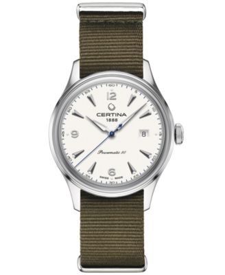 Certina - Men's Swiss Automatic DS Green Synthetic Strap Watch 41mm