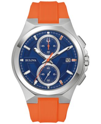 Bulova - Men's Chronograph Marc Anthony Maquina Orange Silicone Strap Watch 46mm