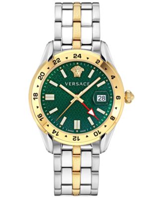 Versace - Men's Swiss Greca Time GMT Two-Tone Stainless Steel Bracelet Watch 41mm
