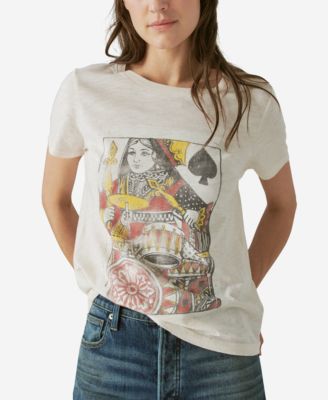 Lucky Brand - Women's Cotton Queen Of Spades Boyfriend Tee