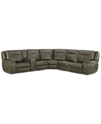 Furniture - 6-Pc Leather Sectional with 3 Power Recliners