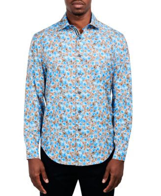 Society of Threads - Men's Slim-Fit Performance Stretch Floral Print Long-Sleeve Button-Down Shirt