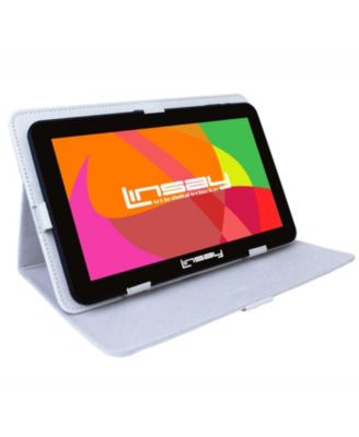 LINSAY - 10.1" 1280 x 800 IPS Screen Quad Core 2GB RAM Tablet 32GB Android 10 with White Leather Case