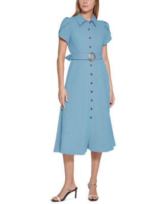 Calvin Klein - Women's Tulip-Sleeve Midi Shirtdress
