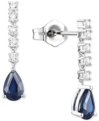Macy's - Emerald (3/4 ct. t.w.) & Diamond (1/5 ct. t.w.) Chain Pear Drop Earrings in 14k Gold (Also in Ruby & Sapphire)