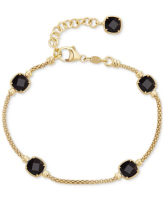 Macy's - Lapis Lazuli Station Link Chain Bracelet in 14k Gold-Plated Sterling Silver (Also in Turquoise & Onyx)