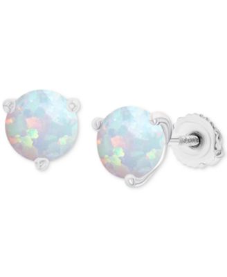 Macy's - Lab-Grown Opal Round Solitaire Screw Back Stud Earrings (5/8 ct. t.w.)