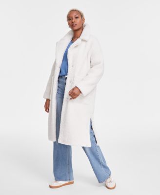 BCBGMAXAZRIA - Women's Notched-Collar Teddy Coat