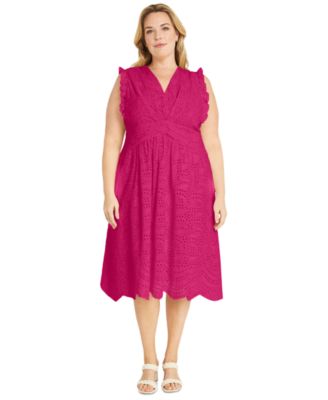 Maggy London - Plus Size Eyelet Midi Dress