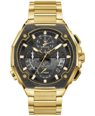 Bulova - Men's Chronograph Series X Precisionist Gold-Tone Stainless Steel Bracelet Watch 45mm
