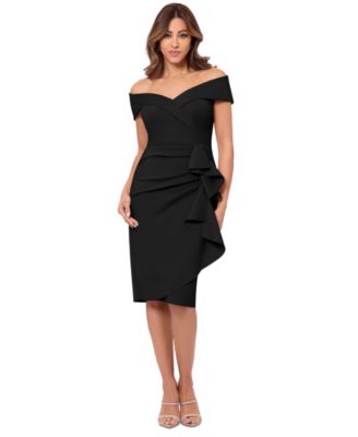 XSCAPE - Women's Off-The-Shoulder Sweetheart Ruffle Dress