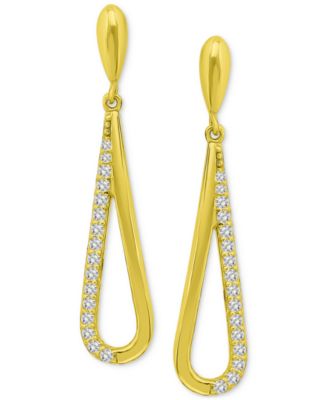 Giani Bernini - Cubic Zirconia Pav&eacute; Drop Earrings in 18k Gold-Plated Sterling Silver