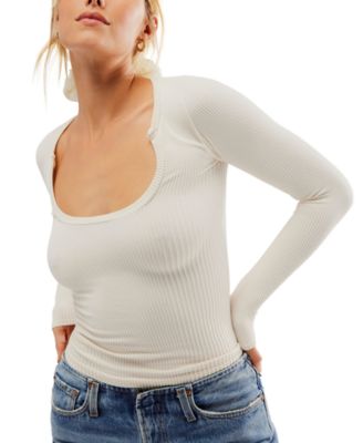 Free People - Women's Clean Slate Square-Neck Slim-Fit Layering Top