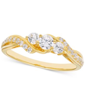 Macy's - Diamond Three Stone Twist Engagement Ring (1/2 ct. t.w.) in 14k Gold