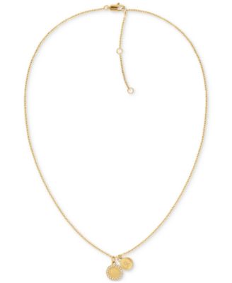 Tommy Hilfiger - Gold-Tone Circle Crystal Pendant Necklace