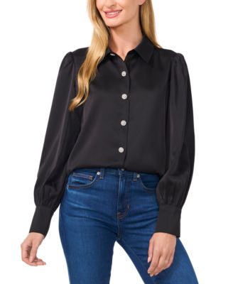 CeCe - Women's Rhinestone-Button Blouse