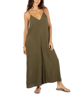 Hurley - Juniors' Solid Waimea Wide-Leg V-Neck Jumpsuit