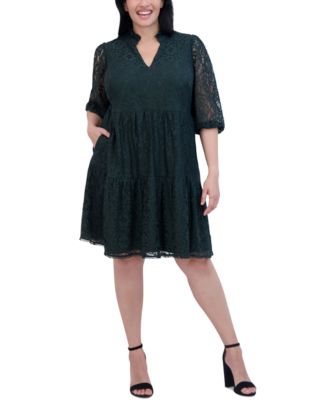 Jessica Howard - Plus Size Balloon-Sleeve A-Line Dress