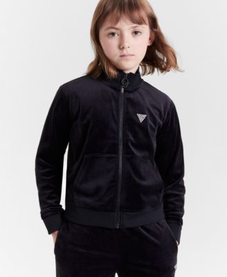 GUESS - Big Girls Rhinestone-Embellished Velour Jacket