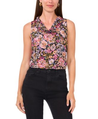 Vince Camuto - Women's Floral-Print Cowl-Neck Sleeveless Top