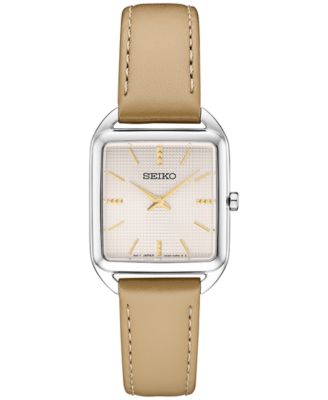 Seiko - Women's Essentials Light Brown Leather Strap Watch 26mm x 35mm