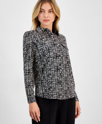 Bar III - Women's Abstract-Print Shirt, Exclusively at Macy's