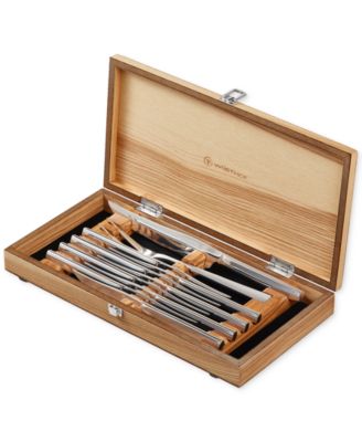 Wüsthof - 10-Pc. Stainless Steak Knife & Carving Set in Olivewood Chest
