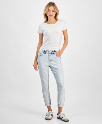 Indigo Rein - Juniors' Mid-Rise Light-Wash Cropped Jeans