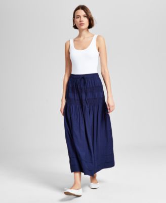 And Now This - Women's Tie-Waist Lace-Inset Maxi Skirt