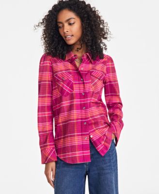 On 34th - Women's Plaid Chest-Pocket Shirt